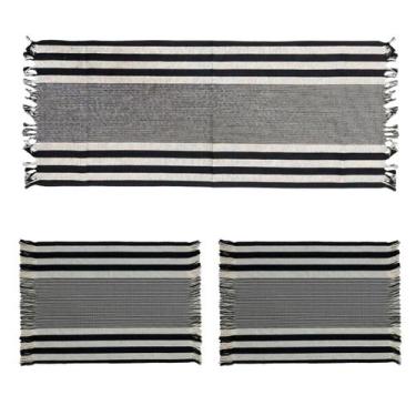 Imagem de Kit 3 Tapetes Cozinha Algodão Grosso Macio Antiderrapante + Passadeira