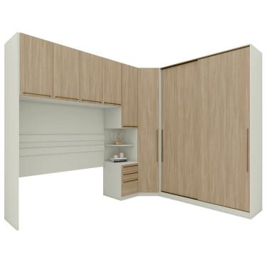 Imagem de Quarto Casal Modulado 8 Portas Seletto Henn Areia Jequitiba