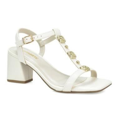 Imagem de Sandália Via Marte Salto Bloco Feminino Bege Marfim, Marfim, 35