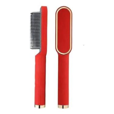 Imagem de Escova Secadora Alisadora Vermelha Cerâmica Íon 45W Anti-Fri - Congrat