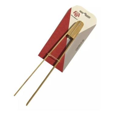 Imagem de Pinça 25cm Japonês Salada Churrasco Bambu Pegador - Mundiart, Bege