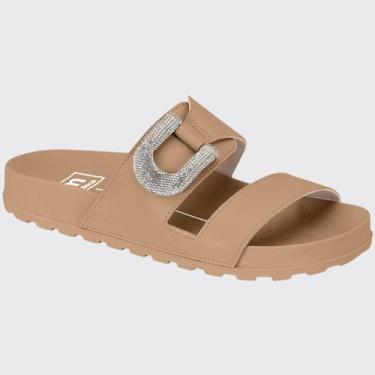 Imagem de Sandália Slide Feminina Flatform Papete Fivela Strass Moleca 5436.433.