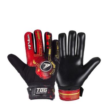 Imagem de Luvas de Goleiro Futebol de Campo Training Basic Junior Poker, 7, Verm