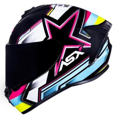 Imagem de Capacete Feminino Fechado Asx Draken Pilot Azul Rosa Moto, Preto Rosa 