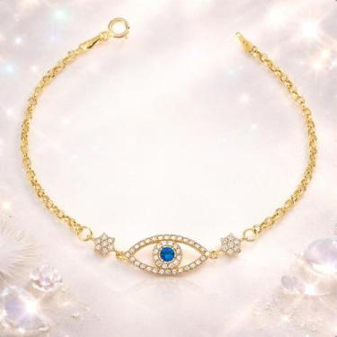 Imagem de Pulseira Feminina em Ouro 18k Olho Grego - Dreamfactoryjóias