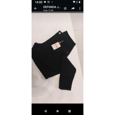 Imagem de Calça jeans feminina preta skinn cintura média 46 - definida jeans
