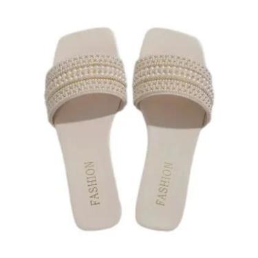 Imagem de Sandálias Femininas Com Pedrarias E Strass, Sola Plana, Moda Verão 202