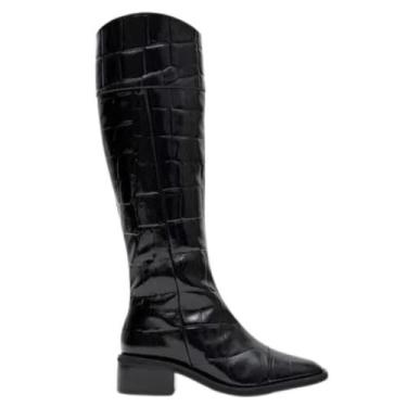 Imagem de Bota Lança Perfume Montaria Feminina Preta Couro Croco, 35, Preto