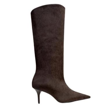 Imagem de Bota Carrano Feminina Unique Cano Longo Pelo Marrom Dark Brown, Dark b