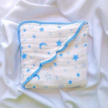 Imagem de Toalha De Banho Soft Premium Para Bebê com Capuz 3 Camadas Estrela Azu