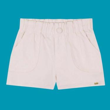 Imagem de Shorts Menina Kukiê Sarja com Elastano Off White, 14