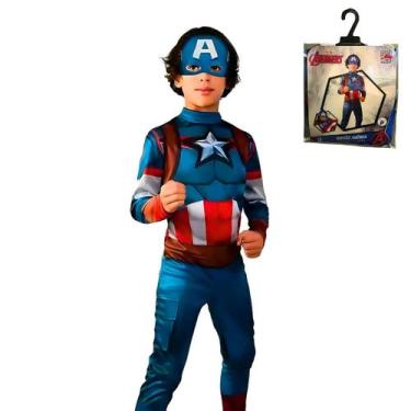 Imagem de Fantasia Infantil Luxo Capitão América Super Herói + Máscara - Super M