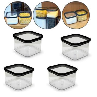 Imagem de Kit 4 Potes Tampa Hermético Organizador Geladeira 500ML - 123 Organize