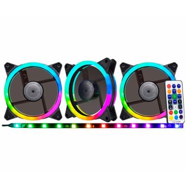 Imagem de Kit Cooler Fan para Gabinete Sync II AAEA Argb com 3 Fans 120mm Fita Led Controladora Preto K-Mex