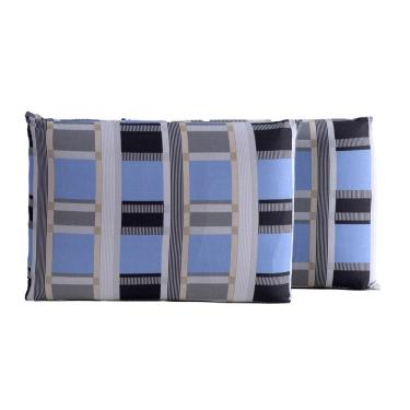 Imagem de Par de Fronhas Luar Estampado 50x70 Malha 100% Algodão com Zíper Xadrez Clara Luz Decora