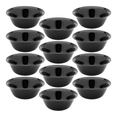 Imagem de Jogo 12 Bowl Preto de Vidro Opalino Mini Tigela 12cm Sobremesa Molhos 