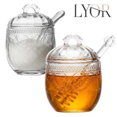 Imagem de Conjunto Açucareiro Meleira Vidro Imperial 240ml Cristal Lyor