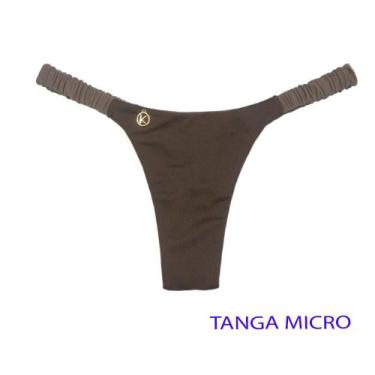 Imagem de Tanga Flora Capuccino  Biquíni Bicolor  Fio Dental  Elástico Frufru  M