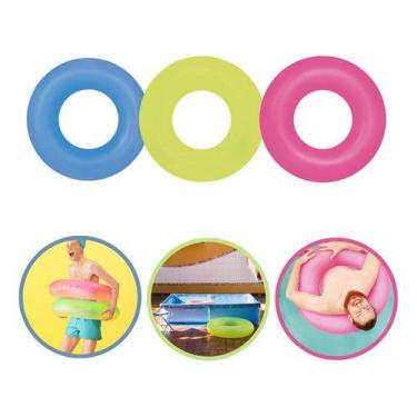 Imagem de Kit 3 Boia Neon Redonda Piscina Adulto Criança Inflável 90cm - HOME22