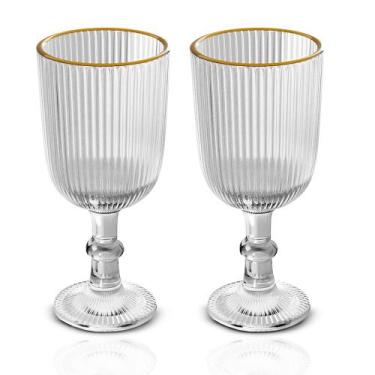 Imagem de Conjunto de Taças de Vidro Licor Fio de Ouro Graffiato Lines 75ml Wolf