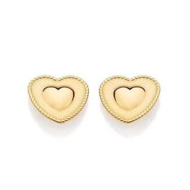 Imagem de Brinco Coração Banhado a Ouro Rommanel 527549 Cor:Dourado, Dourado