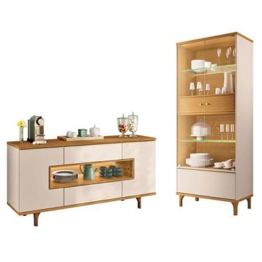 Imagem de Cristaleira Lumina Off White Cinamomo com Buffet Murano Off White Cina