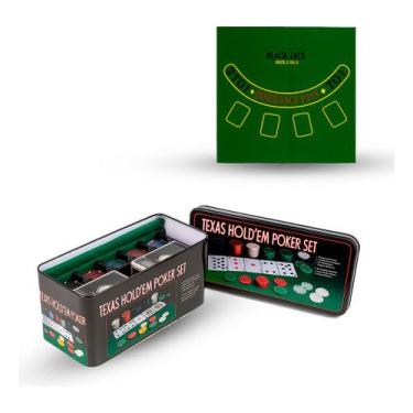 Imagem de Kit Poker Completo 200 Fichas com Tapete Baralhos e Caixa de Armazenam