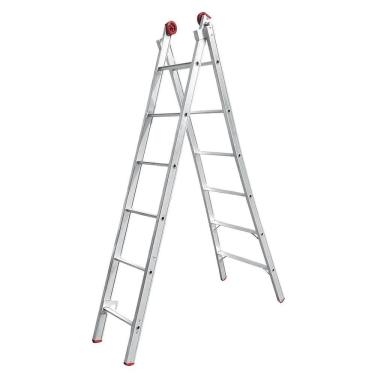 Imagem de Escada Dupla Extensiva Worker 2x12 Alumínio com Pés Antiderrapantes Dobrável 120KG 660CM