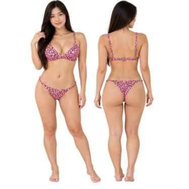 Imagem de Biquíni Feminino Aviador Estampado Com Bojo Calcinha Tira na Lateral -