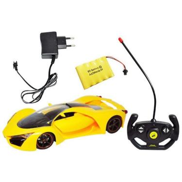 Imagem de Carrinho de controle remoto grande sem fio bateria recarregavel com luzes carro de brinquedo de menino amarelo DM