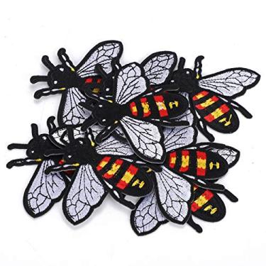 Imagem de LSAR Acessórios para mochila, 10 x 7,8 cm, artesanato "faça você mesmo", artesanato, artesanato, artesanato, costura, abelha, 20 peças, apliques de motivos bordados, bolsas para sapatos