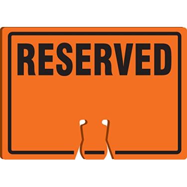 Imagem de Accuform FBC734 Placa de aviso superior de cone de tráfego de plástico, reservado", 25,4 cm de comprimento x 35,56 cm de largura x 0,2 cm de espessura, preto em laranja
