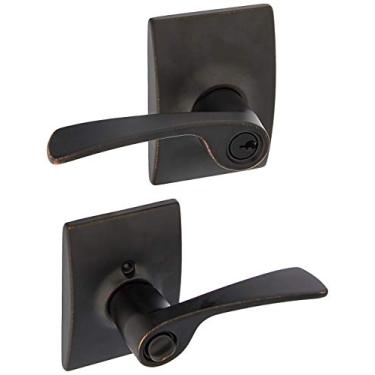 Imagem de Schlage Lock Company F51AMER716CEN F51A Merano 716 CEN Century Deco Rose Fechadura de porta de entrada bronze envelhecido