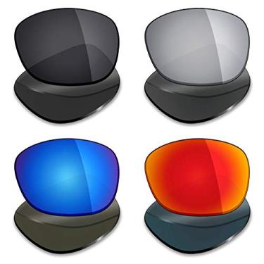 Imagem de Lentes de substituição polarizadas para óculos de sol Oakley Drop in Sunglass da Mryok - Preto discreto/Vermelho fogo/Azul gelo/Titânio prata