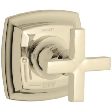 Imagem de KOHLER K-T16241-3-AF Acabamento de válvula de controle de volume Margaux com alça cruzada, válvula não incluída, ouro francês vibrante