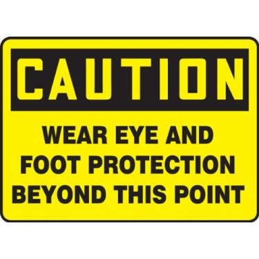 Imagem de Accuform Signs MPPE420VS Placa de segurança de vinil adesivo, lenda "CUIDADOS USAR OLHO E PÉS PROTECTION BEYOND THIS PONT", 18 cm de comprimento x 25 cm de largura x 0 cm de espessura, preto sobre amarelo