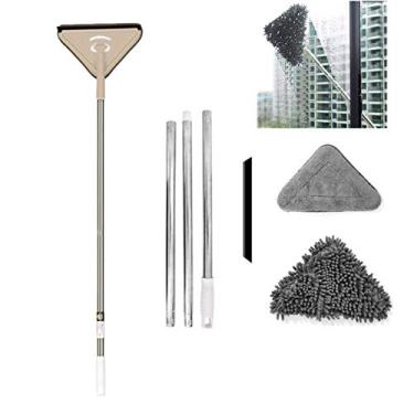 Imagem de Esfregão de limpeza profunda com mini triângulo, limpador de janela multifuncional, esfregão de limpeza triangular ajustável de 360 graus para limpeza de vidros, ar condicionados, lacunas de telhados, carro, mastro extralongo
