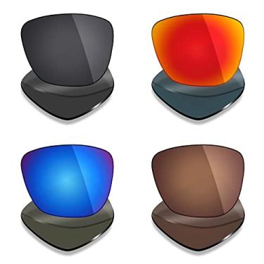Imagem de 4 pares de lentes polarizadas de substituição para óculos de sol Oakley Hold On - Stealth preto/vermelho fogo/azul gelo/marrom bronze