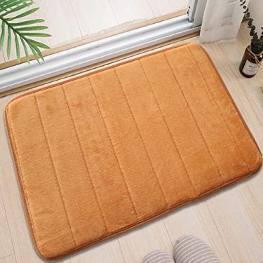 Imagem de Tapete de banheiro de espuma viscoelástica antiderrapante, veludo, macio e confortável, absorvente de água, lavável na máquina, fácil de secar, cáqui 40,6 x 60,9 cm