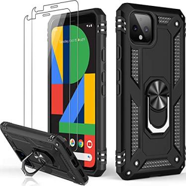 Imagem de LUMARKE Capa para Google Pixel 4 com protetor de tela, capa protetora de grau militar testada contra quedas de 4,9 m com suporte magnético compatível com suporte de carro preto