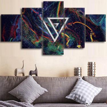 Imagem de Quadros Decorativos 5 Peças Abstratos Coloridos Simbolos