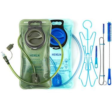 Imagem de Pacote com 2 bexiga de hidratação e kit de limpeza de 2 litros, reservatório de água à prova de vazamento, livre de BPA, bolsa de hidratação para armazenamento de água militar, bolsa de substituição para ciclismo, caminhada, acampamento, caça, corrida