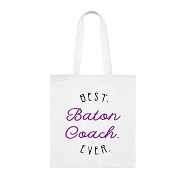 Imagem de Bolsa Tote Baton Coach, Best Baton Coach Ever Bag, presente Baton Coach, bolsa de ombro Baton Coach, bolsas reutilizáveis, Baton Coach, ideia de , Branco
