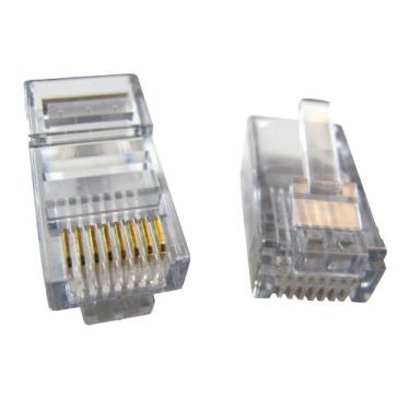 Imagem de Allen Tel AT8X8SC-2224 Plugue modular para fio sólido com cabo plano, 8 contatos, 8 posições para fio de calibre 24, pacote com 100