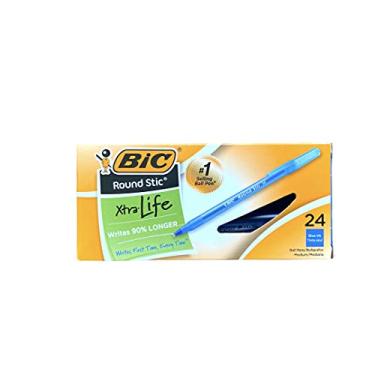 Imagem de BIC Canetas esferográficas redondas Stic Xtra Life, tinta azul, média, pacote com 24
