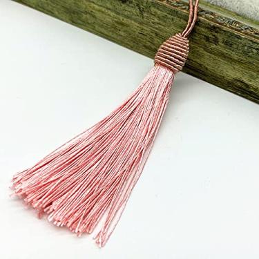 Imagem de 6 pçs/lote 15 cm corda pendurada borlas de seda franja costura franja borla guarnição chave borlas para cortina embelezada diy, rosa pastel