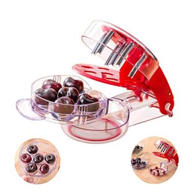 Imagem de ROARINGWILD Cherry Pitter Stainless Steel Multiple Cherrystone Remover Tool Cherry Stoner Seed and Olive Tool Remover with Pit and Juice Container Cooking Utensils Kitchen Gadget
