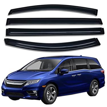 Imagem de Lightronic WV94452 Protetor de chuva defletor de janela lateral com fita adesiva, fumê escuro à prova de estilhaçamento, conjunto de 4 peças para Honda Odyssey 2018-2021