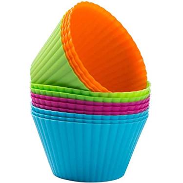 Imagem de Forro de silicone para assar cupcakes de silicone Webake com forro de abafador de silicone reutilizável antiaderente, Green, Blue, Orange, Pink, Jumbo Cupcake, 12