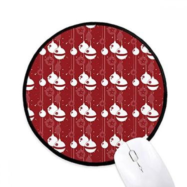 Imagem de DIYthinker Decoração vermelha padrão branco mas mouse pad desktop escritório tapete redondo para computador